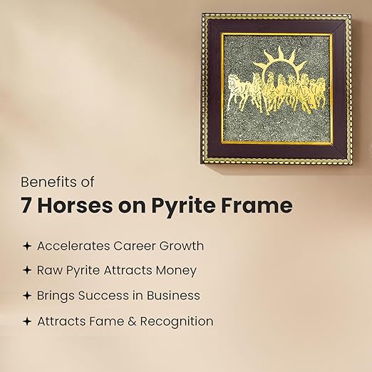 7 Horses on Raw Pyrite Frame ā Vastu Seven Horses