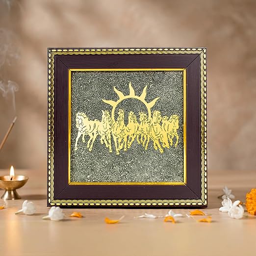 7 Horses on Raw Pyrite Frame – Vastu Seven Horses