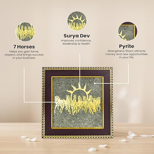 7 Horses on Raw Pyrite Frame – Vastu Seven Horses