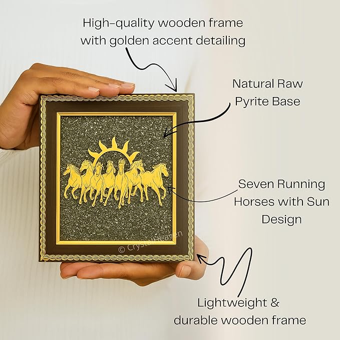 7 Horses on Raw Pyrite Frame – Vastu Seven Horses