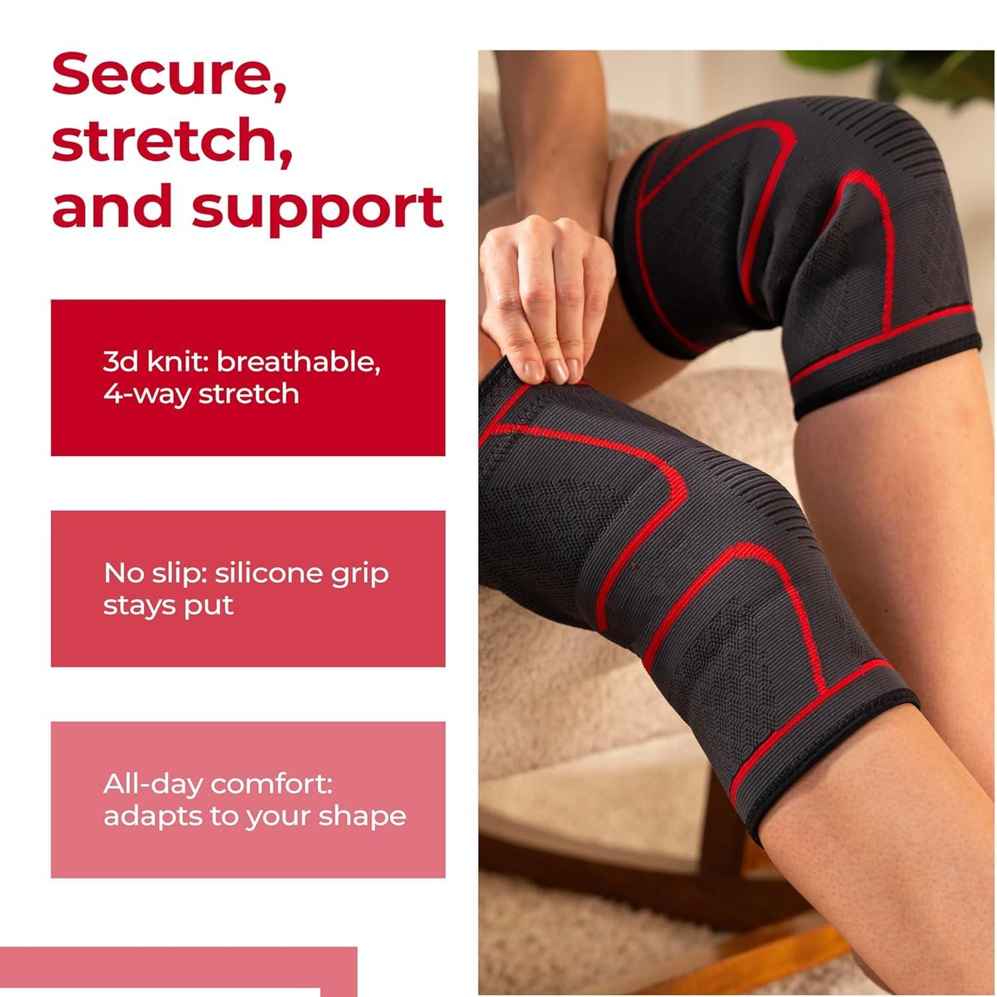 Knee Compression Sleeve, Support for Sports Workout (1pc)
